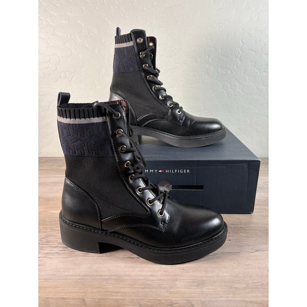 Tommy Hilfiger Tesse Logo Lace Up Black‎ Women's Size 8.5 New in Box